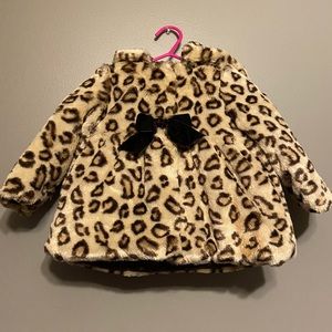 Cheetah Print Coat Baby Faux Fur Winter Dress Jacket